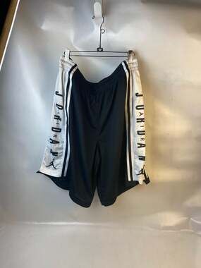 Jordan Mens HBR Vertical Script Basketball Shorts Black White Sz 2XL